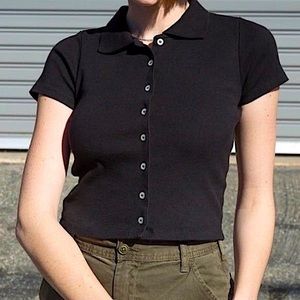 Black cropped polo